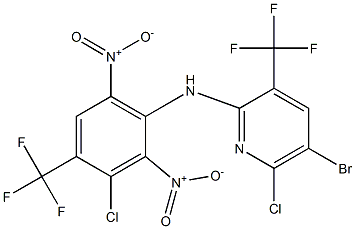 5-ブロモ-6-クロロ-3-トリフルオロメチル-N-(3-クロロ-4-トリフルオロメチル-2,6-ジニトロフェニル)ピリジン-2-アミン 化学構造式