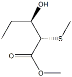 (2S,3R)-2-(メチルチオ)-3-ヒドロキシ吉草酸メチル 化学構造式