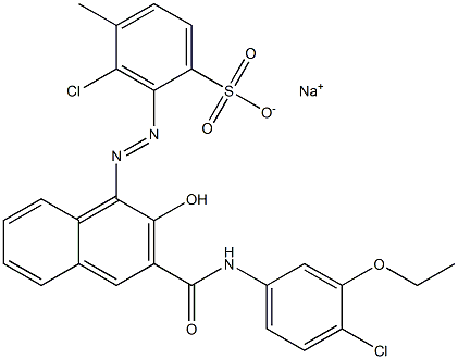 3-Chloro-4-methyl-2-[[3-[[(4-chloro-3-ethoxyphenyl)amino]carbonyl]-2-hydroxy-1-naphtyl]azo]benzenesulfonic acid sodium salt Struktur