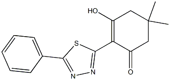 2-(5-Phenyl-1,3,4-thiadiazol-2-yl)-3-hydroxy-5,5-dimethyl-2-cyclohexen-1-one Struktur