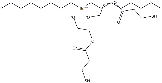 Dioctyltin(IV)bis[2-(3-mercaptopropionyloxy)ethanolate] Structure