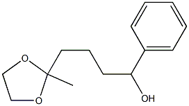 2-メチル-2-(4-ヒドロキシ-4-フェニルブチル)-1,3-ジオキソラン 化学構造式