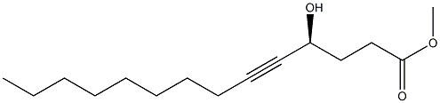 (S)-4-ヒドロキシ-5-テトラデシン酸メチル 化学構造式