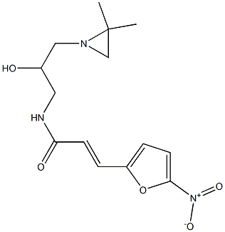 (E)-3-(5-ニトロ-2-フラニル)-N-[2-ヒドロキシ-3-(2,2-ジメチル-1-アジリジニル)プロピル]アクリルアミド 化学構造式