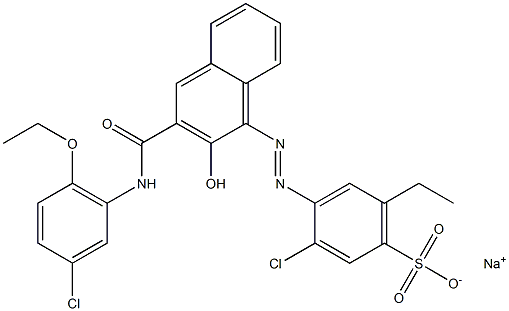 3-Chloro-6-ethyl-4-[[3-[[(3-chloro-6-ethoxyphenyl)amino]carbonyl]-2-hydroxy-1-naphtyl]azo]benzenesulfonic acid sodium salt Struktur