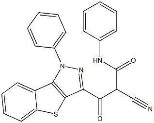 2-Cyano-3-oxo-3-[(1-phenyl-1H-[1]benzothieno[3,2-c]pyrazol)-3-yl]-N-phenylpropanamide Structure