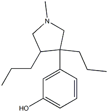 3-(1-メチル-3,4-ジプロピル-3-ピロリジニル)フェノール 化学構造式