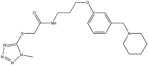 N-[3-[3-(Piperidinomethyl)phenoxy]propyl]-2-[(1-methyl-1H-tetrazol-5-yl)thio]acetamide Struktur