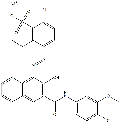 2-Chloro-6-ethyl-5-[[3-[[(4-chloro-3-methoxyphenyl)amino]carbonyl]-2-hydroxy-1-naphtyl]azo]benzenesulfonic acid sodium salt Structure