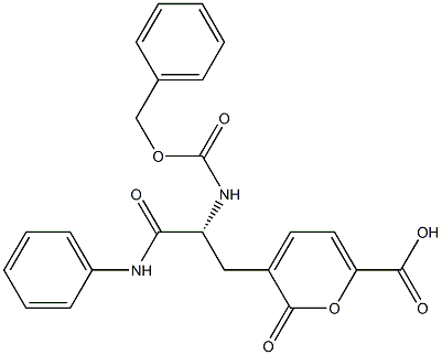 (+)-3-[(R)-2-(Benzyloxycarbonylamino)-2-(phenylcarbamoyl)ethyl]-2-oxo-2H-pyran-6-carboxylic acid Structure