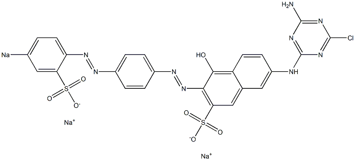 7-(4-Amino-6-chloro-1,3,5-triazin-2-ylamino)-4-hydroxy-3-[4-(4-sodiosulfophenylazo)phenylazo]-2-naphthalenesulfonic acid sodium salt,,结构式