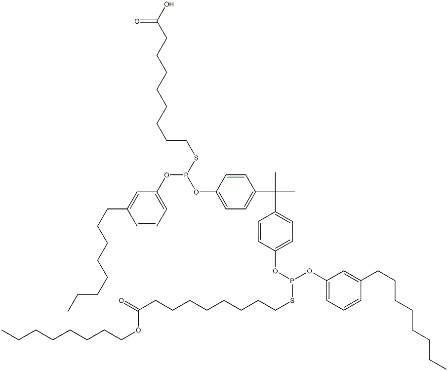  9,9'-[[Isopropylidenebis(4,1-phenyleneoxy)]bis[[(3-octylphenyl)oxy]phosphinediylthio]]bis(nonanoic acid octyl) ester