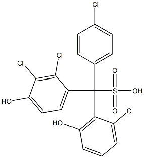 (4-Chlorophenyl)(2-chloro-6-hydroxyphenyl)(2,3-dichloro-4-hydroxyphenyl)methanesulfonic acid Struktur