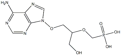 9-[2-(ホスホノメトキシ)-3-ヒドロキシプロポキシ]-6-アミノ-9H-プリン 化学構造式