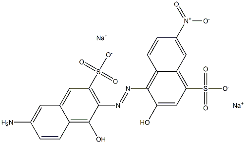6'-Amino-1',2-dihydroxy-6-nitro-(1,2'-azobisnaphthalene)-3',4-disulfonic acid disodium salt 结构式