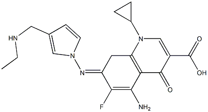 1-Cyclopropyl-1,4-dihydro-4-oxo-5-amino-6-fluoro-7-[3-[(ethylamino)methyl]pyrrolizino]quinoline-3-carboxylic acid,,结构式