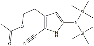 5-[Bis(trimethylsilyl)amino]-3-(2-acetyloxyethyl)-1H-pyrrole-2-carbonitrile Structure