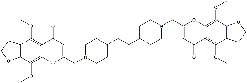 7,7'-[1,2-Ethanediylbis(4,1-piperidinediyl)bis(methylene)]bis[2,3-dihydro-4,9-dimethoxy-5H-furo[3,2-g][1]benzopyran-5-one],,结构式