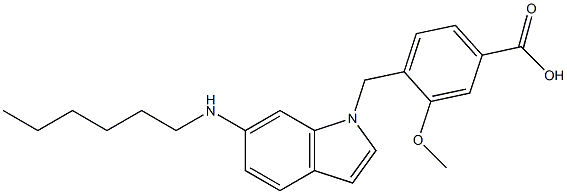 4-[6-Hexylamino-1H-indol-1-ylmethyl]-3-methoxybenzoic acid,,结构式