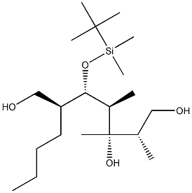 (2S,3S,4R,5S,6S)-6-ブチル-5-(tert-ブチルジメチルシリルオキシ)-2,3,4-トリメチルヘプタン-1,3,7-トリオール 化学構造式