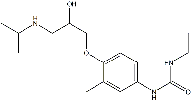 1-エチル-3-[3-メチル-4-[2-ヒドロキシ-3-[イソプロピルアミノ]プロポキシ]フェニル]尿素 化学構造式