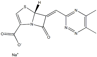 (5R)-7-オキソ-6-[(5,6-ジメチル-1,2,4-トリアジン-3-イル)メチレン]-4-チア-1-アザビシクロ[3.2.0]ヘプタ-2-エン-2-カルボン酸ナトリウム 化学構造式
