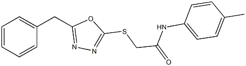 N-(4-Methylphenyl)-2-[(5-benzyl-1,3,4-oxadiazol-2-yl)thio]acetamide Struktur