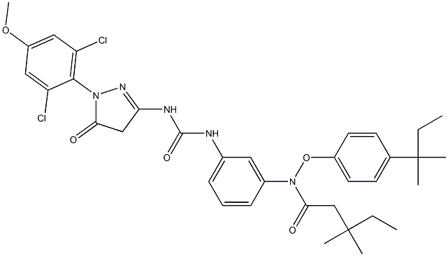 1-(2,6-Dichloro-4-methoxyphenyl)-3-[3-[3-(2,4-di-tert-pentylphenoxyacetylamino)phenyl]ureido]-5(4H)-pyrazolone Struktur