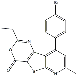 2-Ethyl-7-methyl-9-(4-bromophenyl)-4H-pyrido[3',2':4,5]thieno[3,2-d][1,3]oxazin-4-one Struktur