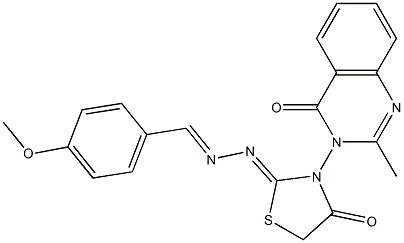 4-Methoxybenzaldehyde [3-[(3,4-dihydro-2-methyl-4-oxoquinazolin)-3-yl]-4-oxothiazolidin-2-ylidene]hydrazone,,结构式