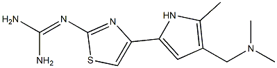 N,N-Dimethyl-2-methyl-5-[2-[(diaminomethylene)amino]thiazole-4-yl]-1H-pyrrole-3-methanamine,,结构式