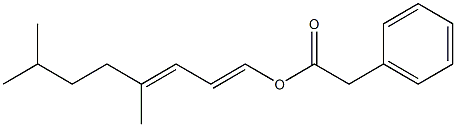 Phenylacetic acid 4,7-dimethyl-1,3-octadienyl ester Struktur