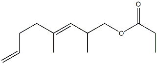 プロピオン酸2,4-ジメチル-3,7-オクタジエニル 化学構造式