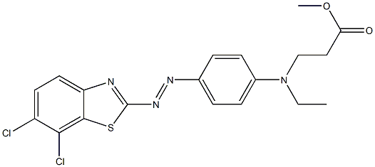 6,7-ジクロロ-2-[4-[N-エチル-N-(2-メトキシカルボニルエチル)アミノ]フェニルアゾ]ベンゾチアゾール 化学構造式