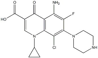 5-Amino-8-chloro-1-cyclopropyl-6-fluoro-1,4-dihydro-4-oxo-7-(1-piperazinyl)quinoline-3-carboxylic acid Structure