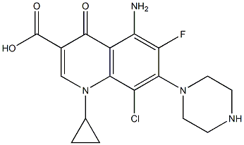 5-Amino-8-chloro-1-cyclopropyl-6-fluoro-1,4-dihydro-4-oxo-7-(1-piperazinyl)quinoline-3-carboxylic acid,,结构式