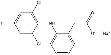 2-(2,6-Dichloro-4-fluorophenylamino)benzeneacetic acid sodium salt Struktur