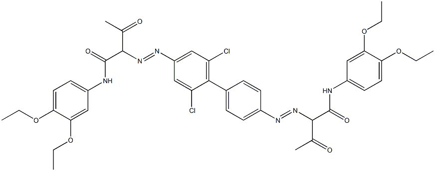 4,4'-Bis[[1-(3,4-diethoxyphenylamino)-1,3-dioxobutan-2-yl]azo]-2,6-dichloro-1,1'-biphenyl Structure