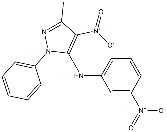 1-Phenyl-3-methyl-4-nitro-5-[(3-nitrophenyl)amino]-1H-pyrazole 结构式