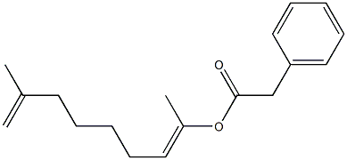 Phenylacetic acid 1,7-dimethyl-1,7-octadienyl ester Struktur