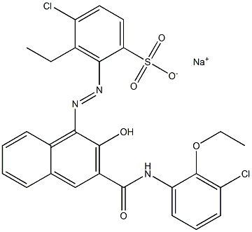 4-Chloro-3-ethyl-2-[[3-[[(3-chloro-2-ethoxyphenyl)amino]carbonyl]-2-hydroxy-1-naphtyl]azo]benzenesulfonic acid sodium salt Structure