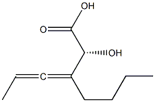 (2R,3R)-2-ヒドロキシ-3-ブチル-3,4-ヘキサジエン酸 化学構造式