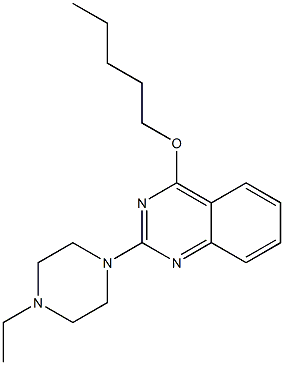 2-[4-エチル-1-ピペラジニル]-4-ペンチルオキシキナゾリン 化学構造式