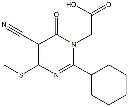 2-Cyclohexyl-4-methylthio-5-cyano-6-oxopyrimidine-1(6H)-acetic acid Structure