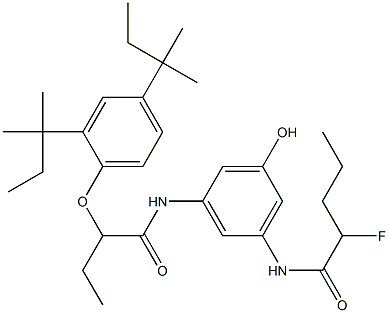 3-(2-Fluoropentanoylamino)-5-[2-(2,4-di-tert-amylphenoxy)butyrylamino]phenol Struktur