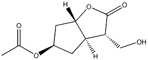 (1S,5R,4S,7R)-7-アセトキシ-4-(ヒドロキシメチル)-2-オキサビシクロ[3.3.0]オクタン-3-オン 化学構造式