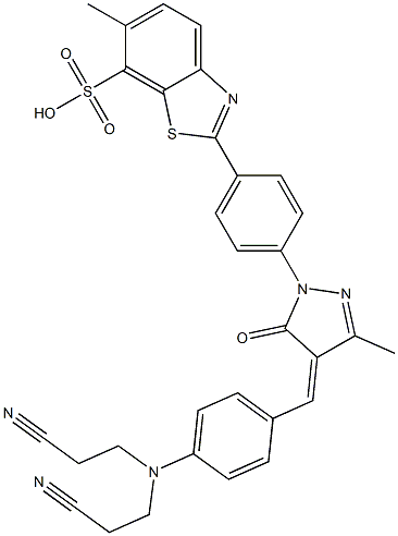  2-[4-[[4-[[4-[Bis(2-cyanoethyl)amino]phenyl]methylene]-4,5-dihydro-3-methyl-5-oxo-1H-pyrazol]-1-yl]phenyl]-6-methyl-7-benzothiazolesulfonic acid