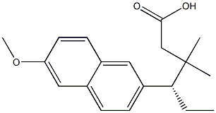 [S,(+)]-4-(6-Methoxy-2-naphtyl)-3,3-dimethylhexanoic acid Struktur
