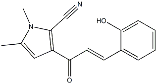 (E)-3-(2-Hydroxyphenyl)-1-(2-cyano-1,5-dimethyl-1H-pyrrol-3-yl)-2-propen-1-one,,结构式