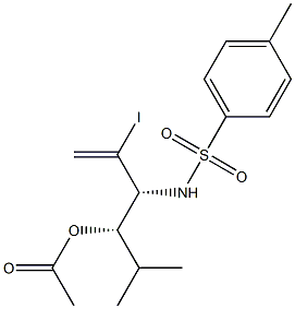 Acetic acid (1S,2R)-1-isopropyl-2-(tosylamino)-3-iodo-3-butenyl ester,,结构式